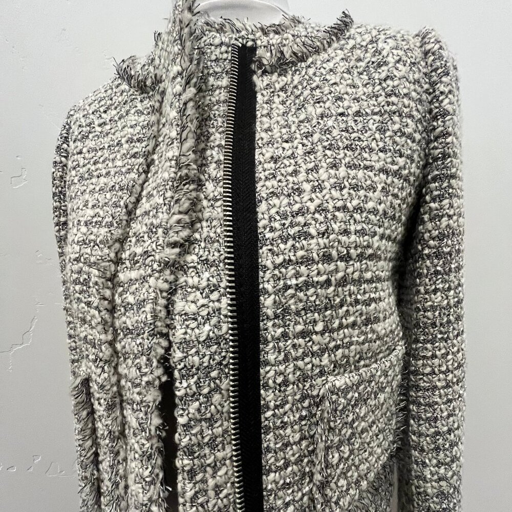 J. Crew Olympia Lady Jacket Metallic Tweed Fringe Trim Size 0 - Picture 9 of 13